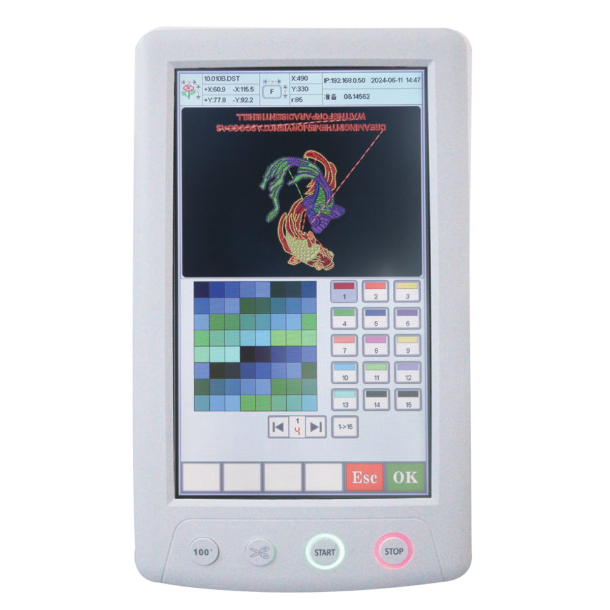 ماكينة ونيو تطريز عن طريق الكمبيوتر رأس واحد مساحة 1200*360 ، 12 ابر